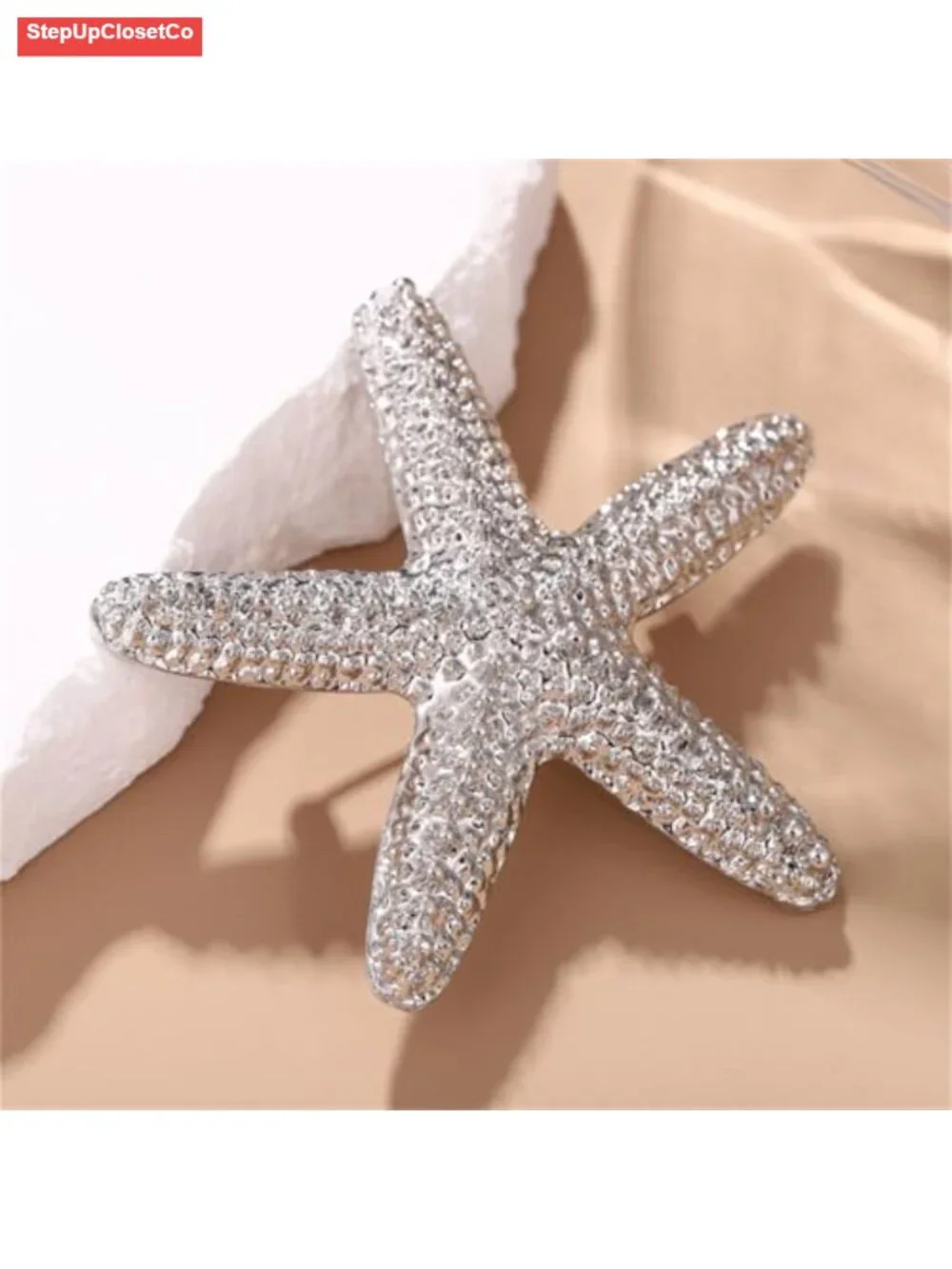 Starfish Brooch Pin Women Chunky Plated Gold Sea Star Lapel Pin Ocean Beach